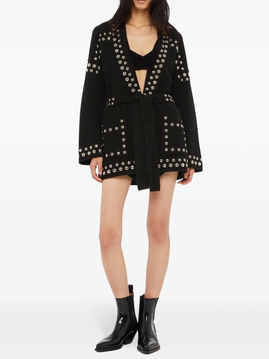 Affordable cardigan Alanui virgin-wool Women stud-embellished 0402